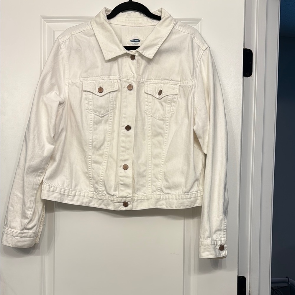 Old Navy White Jean Jacket XXL